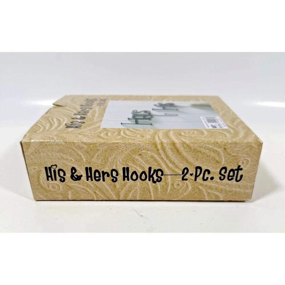 Giftco His & Hers Wall Hooks Set Black Metal Script Farmhouse Decor
